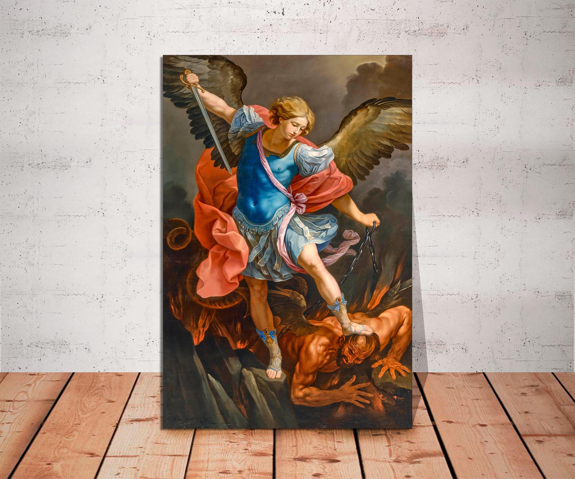 Archangel Michael Defeating Satan Canvas Print - Guido Reni