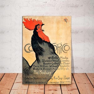 French Vintage Canvas, Cocorico Poster, 1896 - Art Nouveau Poster, Art Nouveau Print, Vintage French Canvas Art, CANVAS Art Ready to Hang.