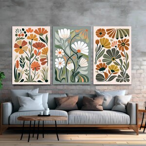 Framed Wildflower Canvas Art Set: Boho Botanical Prints, Modern Wall Decor