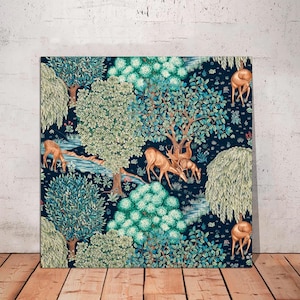 William Morris Reindeer Print, William Morris Exhibition Print, William Morris Deer Print, Vintage Art, Textiles Art on CANVAS Ready to Hang
