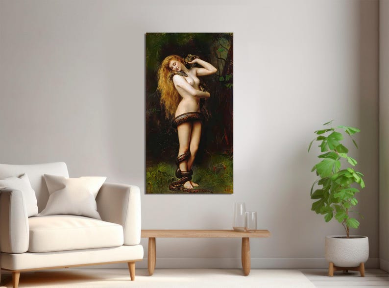 Lilith by John Collier Canvas Print: Pre-Raphaelite Mythology Art image 6