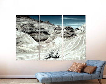 Desert Wave Canvas Print: Arizona Utah Landscape Triptych, Ready to Hang