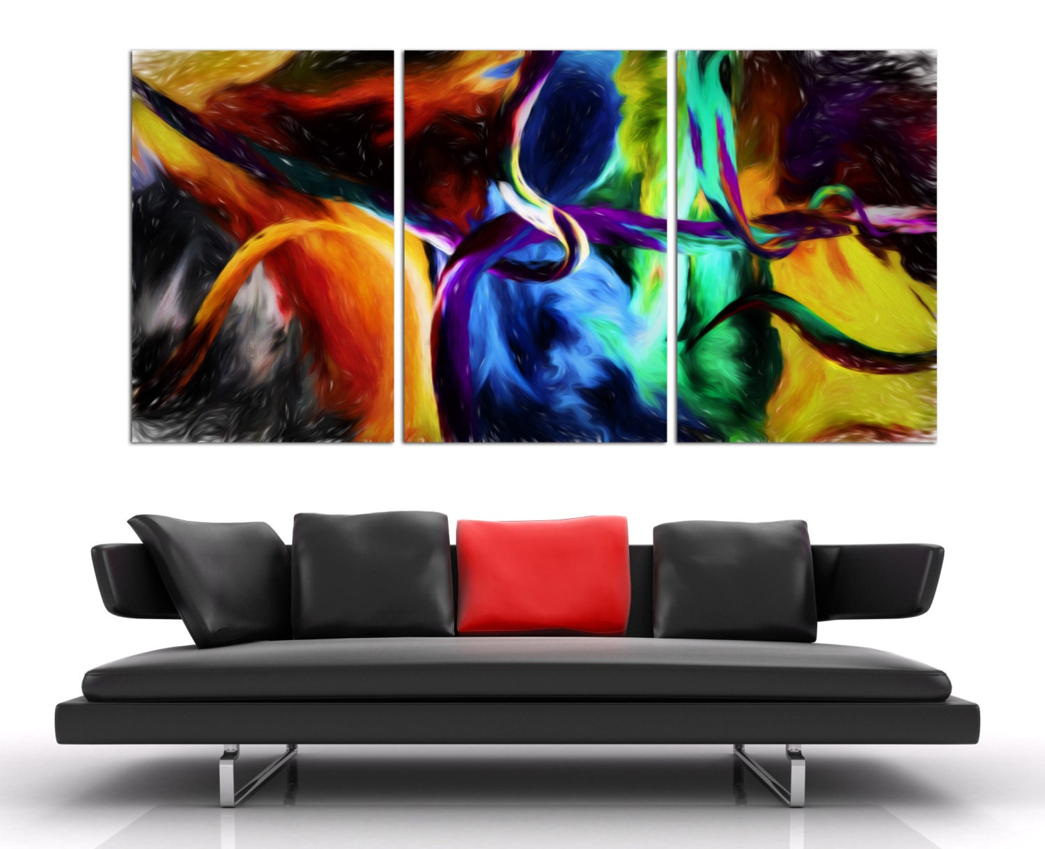 3 Panel Split Abstract Art Canvas Print. 1.5 deep Etsy