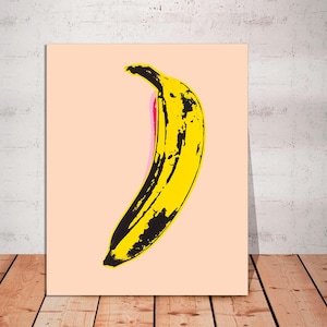 Andy Warhol Canvas Print, Banana Pop Art, Minimalist Pop Art, Modern Wall Art, Andy Warhol Modern, Andy Warhol Banana, CANVAS Ready to Hang.
