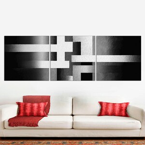 Impresión en lienzo de 3 paneles con diseño abstracto en blanco y negro, arte de pared con efecto de textura abstracta grande para el hogar y la oficina, lienzo listo para colgar