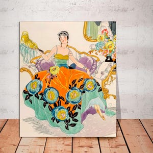 Alberto Vargas Art Print 1920’s Art Deco Illustration Cover Magazine Art Vintage Antique Pretty Glamorous Woman, CANVAS Print READY To HANG.
