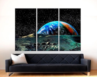 Earth From Space 3-Panel Canvas Print: Modern NASA Wall Art