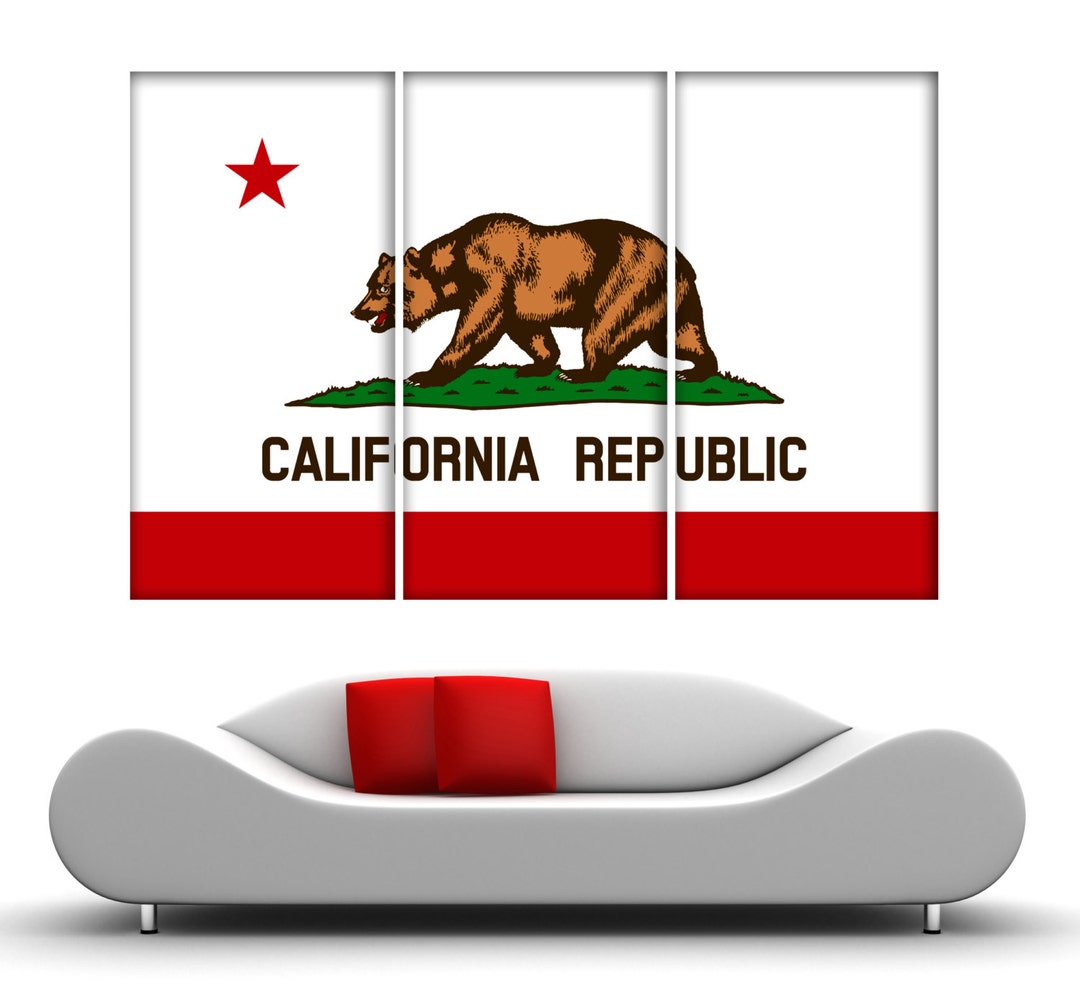 California Flag Triptych Canvas Print: Modern Wall Decor - Etsy
