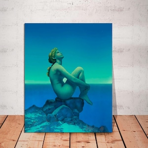 CANVAS READY to HANG, Maxfield Parrish, Circle of Stars, Art Nouveau, Ocean Art, Mermaid, Water Nymph, Fairy Art, Sea Nymph, Canvas Wall Art