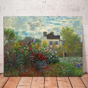 Claude Monet - Rose Garden Print, Monet Print, Colorful Landscape Wall Art, CANVAS Fine Art, Vintage Garden Painting Wall Art, Ready to Hang