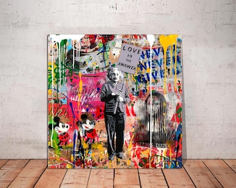 Einstein Graffiti Canvas Art: 'Love is the Answer' - Ready to Hang