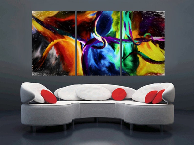 3 Panel Split Abstract Art Canvas Print. 1.5 deep Etsy