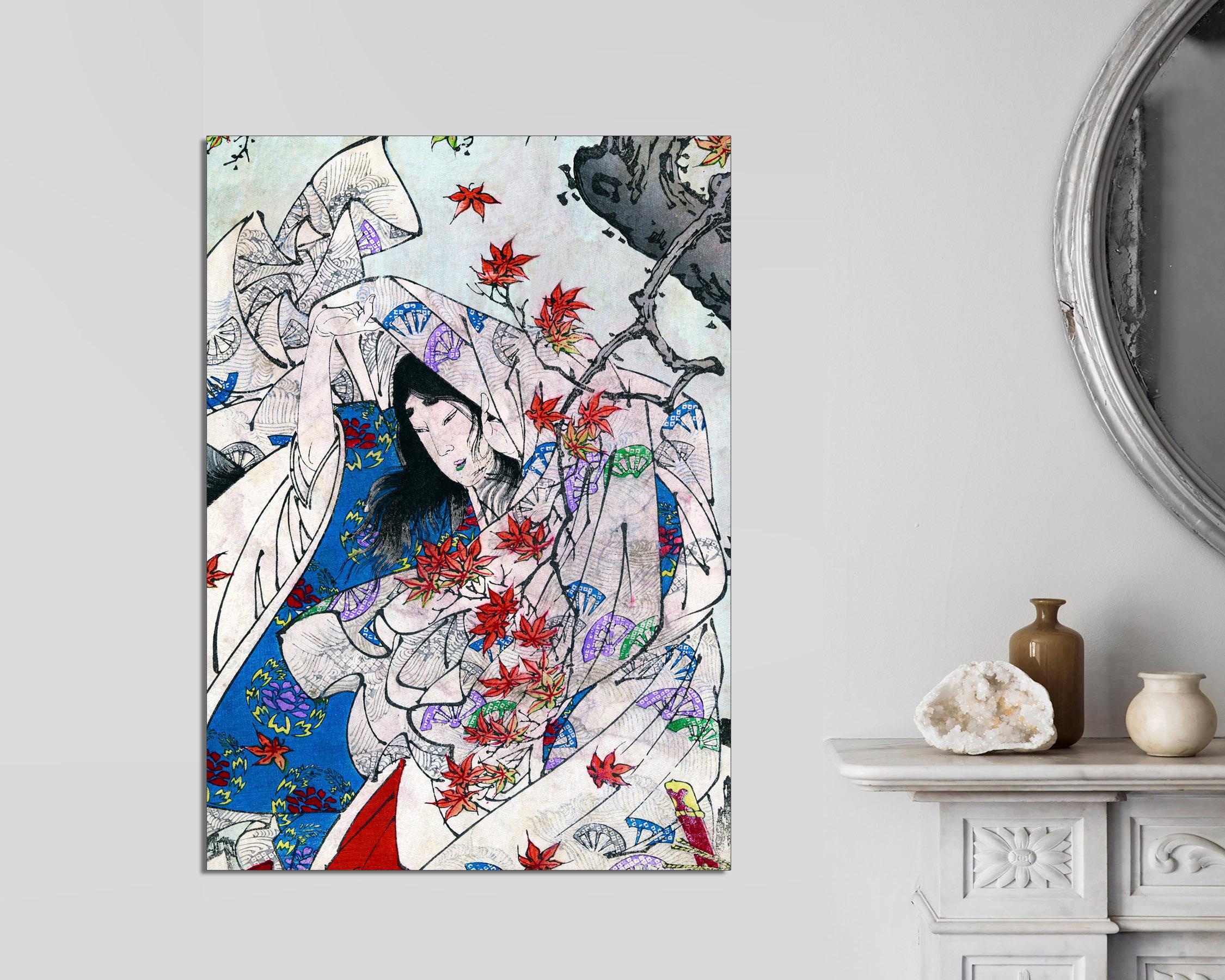 Tsukioka Yoshitoshi Geisha Art Print: Japanese Maple Leaves Canvas - Etsy