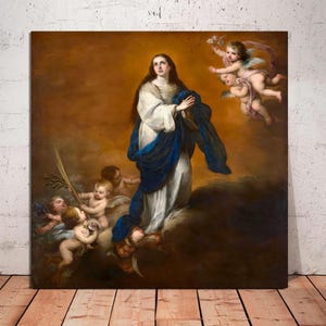 CANVAS Ready to Hang, Bartolome Esteban Murillo, The Assumption of The Blessed Virgin Mary, Canvas Art Print, Classic Virgin Mary Art.