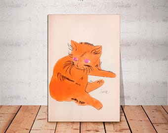 Andy Warhol Cat Canvas Prints, Pop Art Cats Warhol Art Cat Sam Cats Name Sam Andy Warhol Painting prints Cat Print, CANVAS Art Ready to Hang
