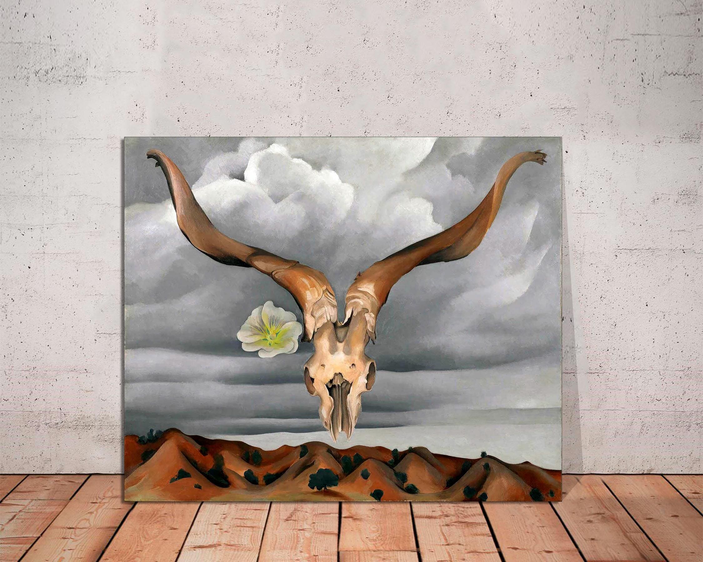 エルテ　ERTE タッセルガウン シルクスクリーンアート 243/300 Georgia O'keeffe Ram's Head Canvas Print: Southwest Desert Art