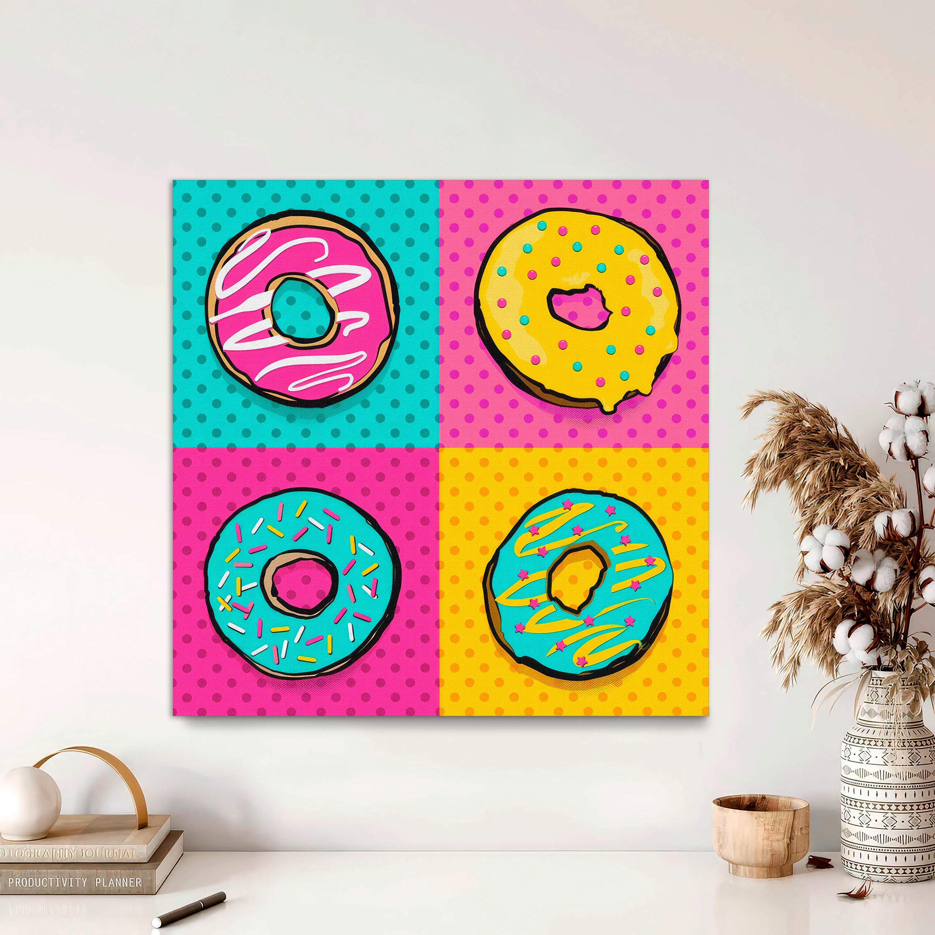 Warhol Style Donut Canvas Print: Bright Pop Art, Urban Graffiti