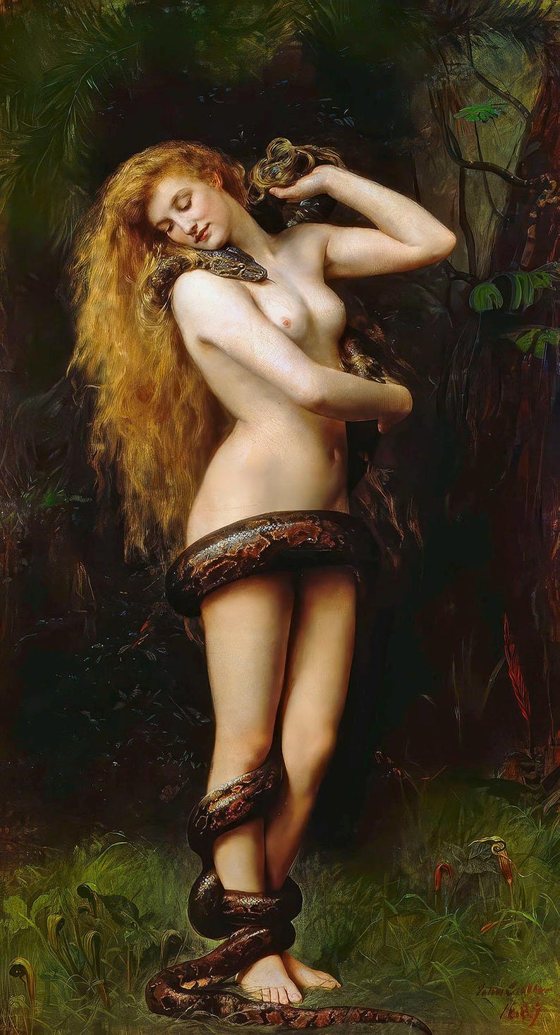 Lilith by John Collier Canvas Print: Pre-Raphaelite Mythology Art image 5