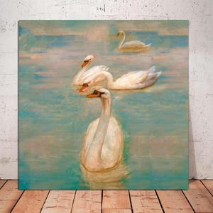 Vintage Swan Canvas Art Print: Farmhouse Nursery Wall Decor
