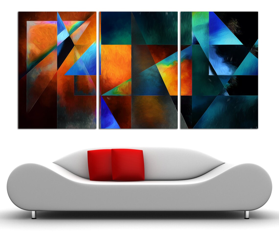 3 Panel Split Abstract Art Canvas Print. 1.5 Deep Etsy UK