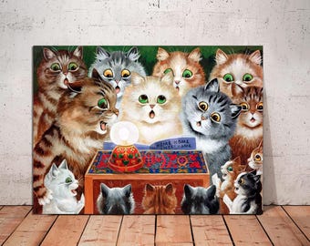 Home Sweet Home Cat Canvas Print, Kitten Art by Louis, Ready to Hang