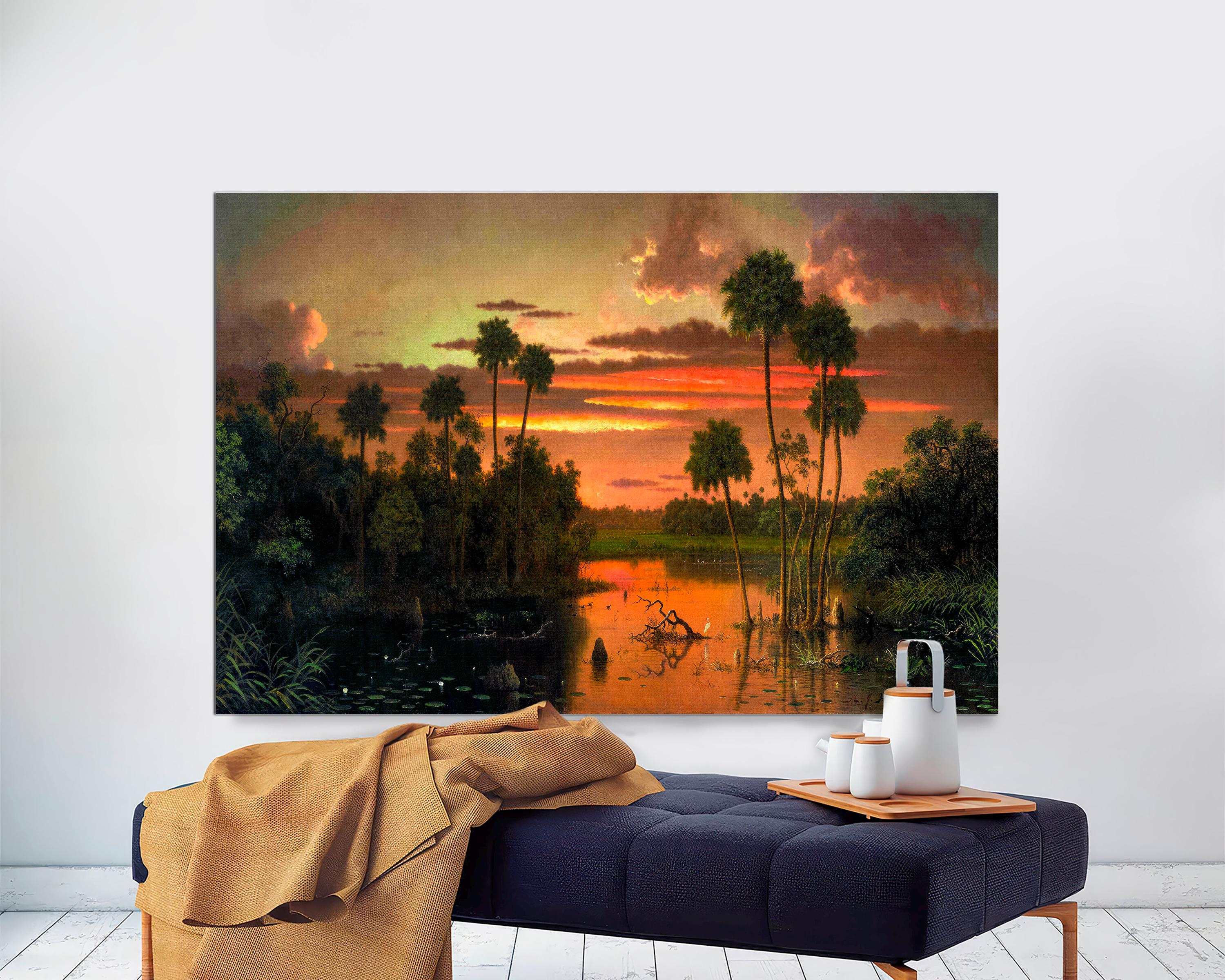Florida Sunset Canvas Print by Martin Johnson Heade: Vintage Palm