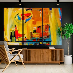 3-Panel Canvas, Modern Abstract Canvas, Large Home Wall Art Decor, Colorful Pattern Canvas Prints, Contemporary Art on CANVAS Ready to Hang.