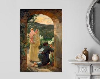 Catholic Art Print the Holy Family by Their Home Catholic Canvas Wall Decor Ready to Hang Catholic Gift Religious Gift Decor Canvas Wall Art