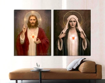 Jesus and Mary Sacred Heart Canvas Prints: Bosseron Chambers Religious Wall Art