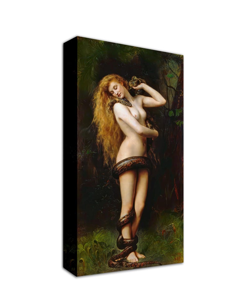 Lilith by John Collier Canvas Print: Pre-Raphaelite Mythology Art image 2