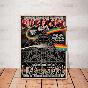 Póster de Pink Floyd The Dark Side of the Moon Tour, póster musical, arte musical de banda de rock vintage de Pink Floyd Tour, decoración de pared LIENZO listo para colgar
