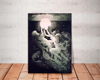 Arthur Spear Mermaid Canvas Wall Art: Sunrise Water Nymph Decor