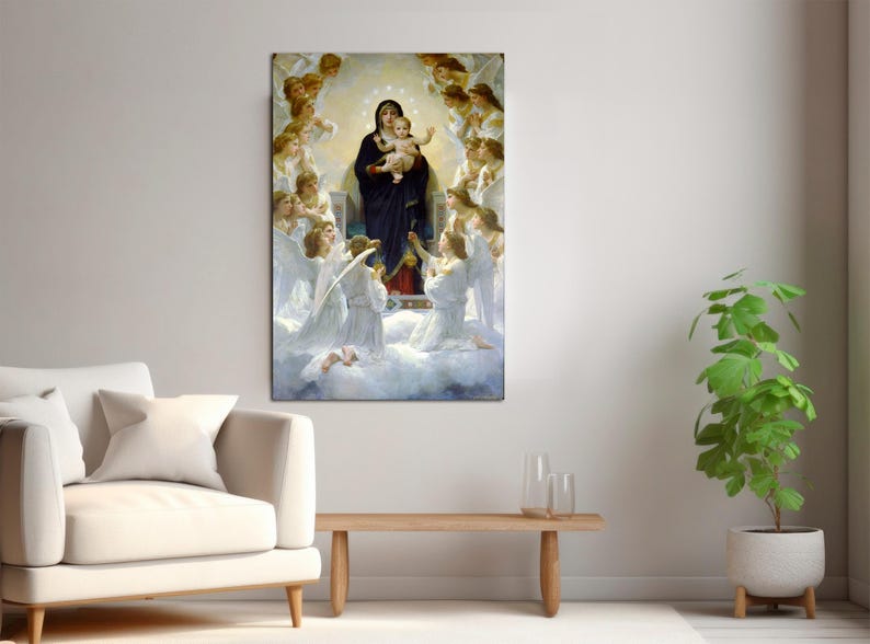 Virgin Mary With Angels Canvas by Bouguereau, Catholic Art, Virgen Mary