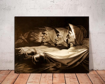 Henry Fuseli Three Witches Canvas Print: Gothic Dark Academia Wall Art