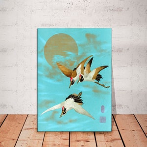 Sarus Crane In Rice Field - Vintage Japanese Wall Art by G.A. Audsley Wrapped Canvas, Japanese Vantage Art Print Canvas Print READY to HANG.