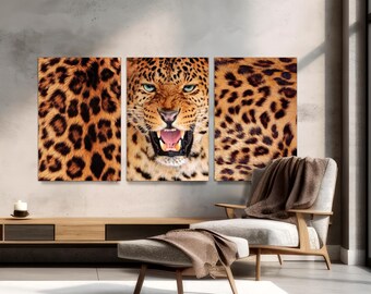 Jaguar Canvas Print Set: 3-Panel Jungle Cat Wall Art
