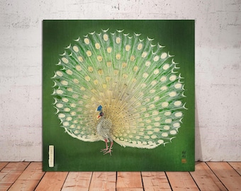 Ohara Koson Peacock Art Print: Japanese Woodblock Canvas