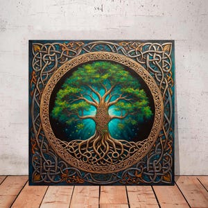 Celtic Tree of Life Wall Art, Yggdrasil Canvas, Mandala Wall Art, Norse Mythology Art, Spiritual Home Decor, Spiritual Symbolic Canvas Print