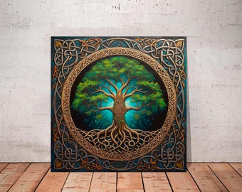 Celtic Tree of Life Canvas Art: Yggdrasil Mandala, Norse Decor