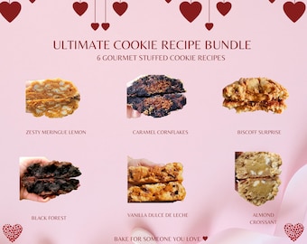Ultieme receptenbundel koekjes in New York-stijl | 6 gastronomische koekjes | Valentijnsbakrecepten | Chunky gevulde koekjes pdf