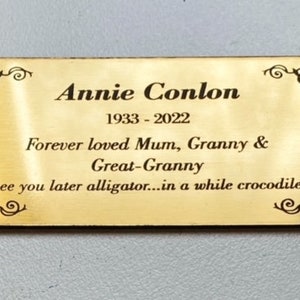 Memorial Plaque Gold Trolase 100x50mm