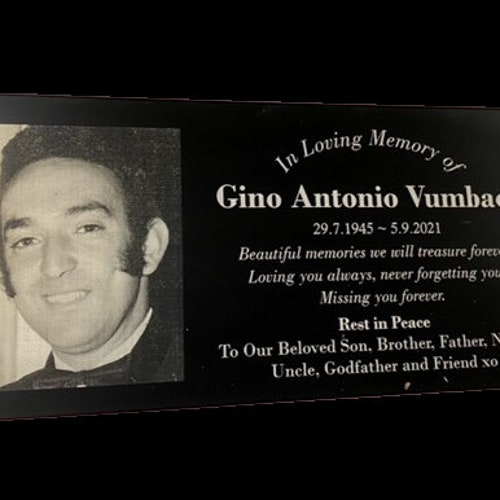 Grave Marker Memorial Plaque Durablack Aluminium with photo 200x100mm