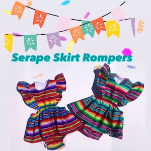 Serape Skirt Romper Or Dress/ Mexican girls dress / colorful dress / Birthday dress/ fiesta/ party dress