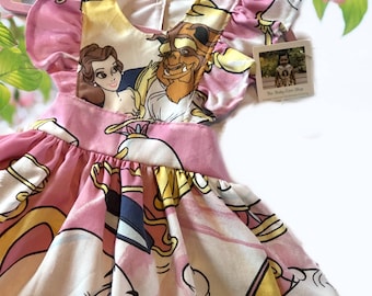 Vintage Beauty & The Beast pinafore dress/ Disney outfit/ classic Disney/ girls Disney dress/ Belle Dress
