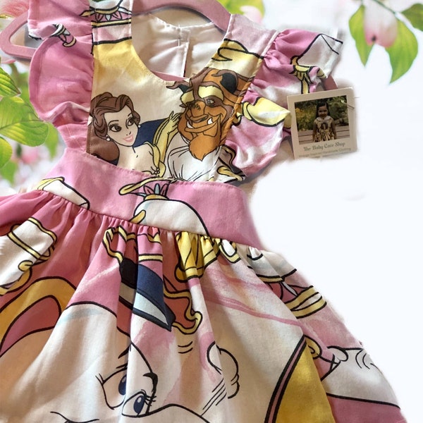 Vintage Beauty & The Beast pinafore dress/ Disney outfit/ classic Disney/ girls Disney dress/ Belle Dress