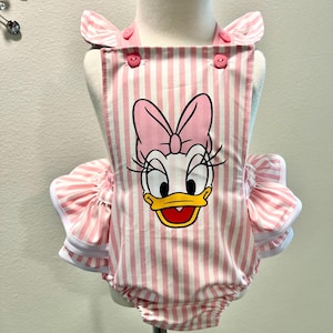 Vintage inspired Daisy Duck ruffle bum romper/ Disney romper/ Disney jumper/