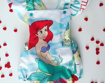 Vintage inspired Little Mermaid/ Ariel romper/ overall