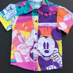 Upcycled Rare vintage Mickey button up/ Retro Disney button up/ 90s retro shirt