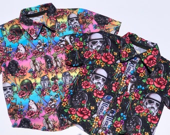Kids Floral Star Wars button up/ Star Wars button up/ Star Wars outfit / Star Wars shirt/ unisex  Star Wars