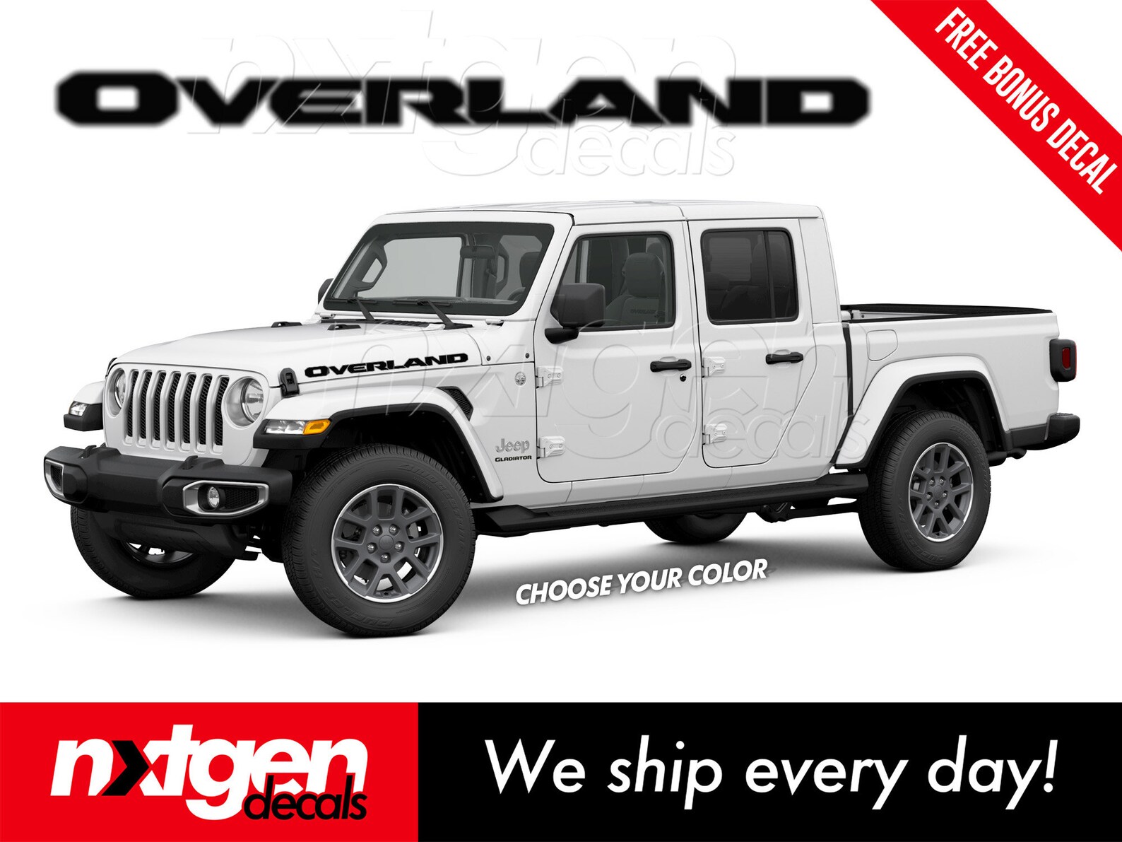 Jeep Gladiator OVERLAND Rubicon Hood Vinyl Decals Graphics Etsy